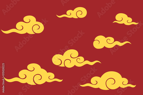 Chinese new year background with gold cloud .