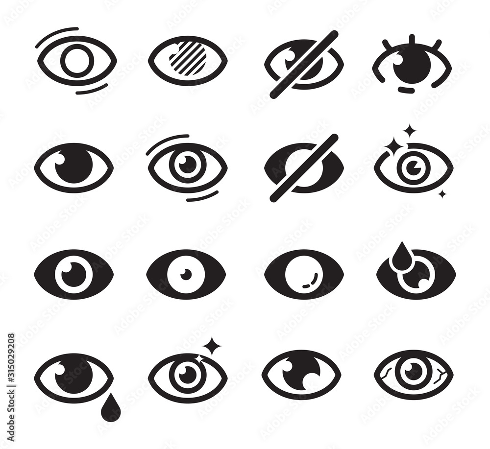 Eyes icon. Optical care symbols eyesight vision cataract blinds good looking medicine pictures searching vector icons collection. Eyesight health, eyeball and optical human healthcare illustration