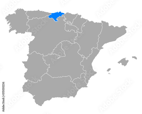 Karte von Kantabrien in Spanien