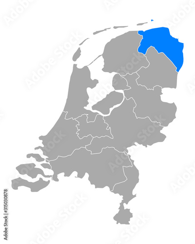 Karte von Groningen in Niederlande