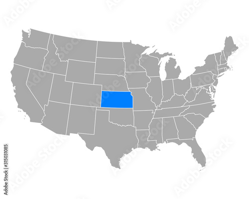 Karte von Kansas in USA