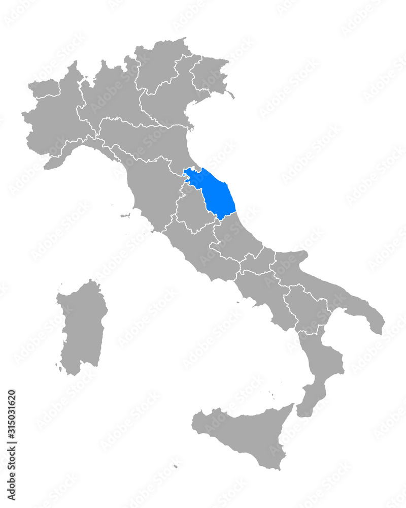 Karte von Marken in Italien