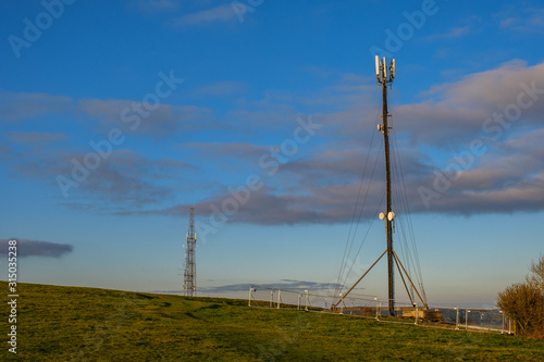 Phone Mast at the top of Goodwood hill, West Sussex, England, Uk