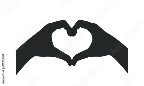 Gesture of the hands folded as heart. Hands folded in the shape of a heart, sign isolated on white background. Symbol love. Vector illustration