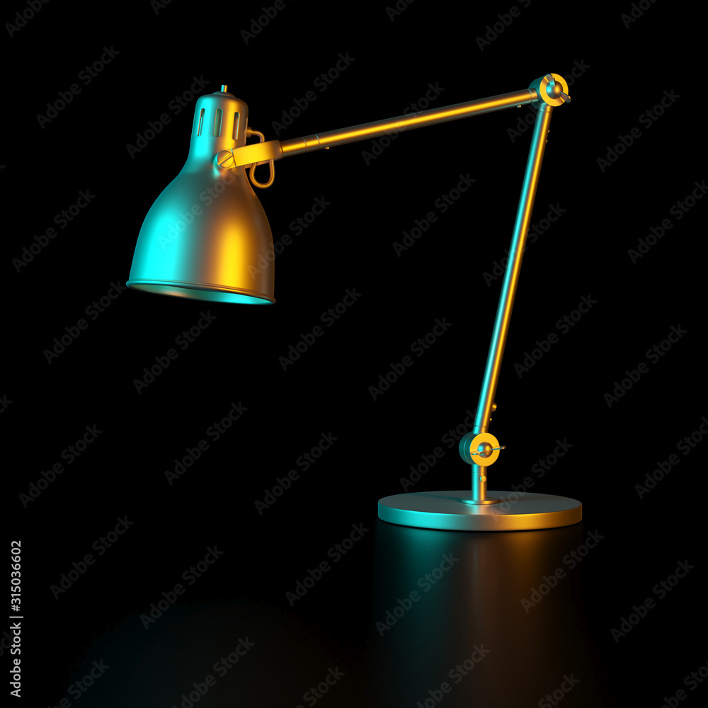 classic office table lamp in gold color and colored lights. Stock  Illustration | Adobe Stock