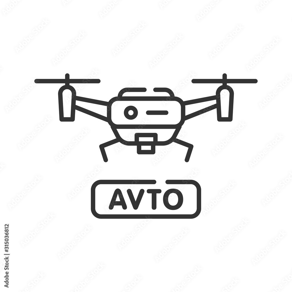 Drone automatic unmanned control black line icon. Aircraft device concept. Delivery service. Sign for web page, mobile app, banner, social media. Editable stroke. Drone automatic unmanned control black line icon. Aircraft device concept. Delivery service. Sign for web page, mobile app, banner, social media. Editable stroke.