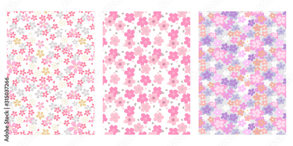 Japanese Cute Cherry Blossom Abstract Vector Background Collection
