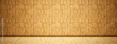 Concept or conceptual vintage or grungy beige background of natural wood or wooden old texture floor and wall as a retro pattern layout. A 3d illustration metaphor to time, material, emptiness, age