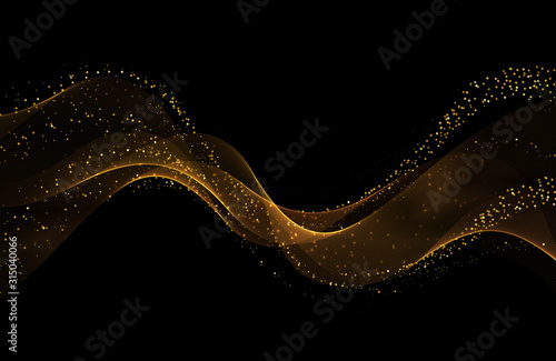 Abstract shiny color gold wave design element