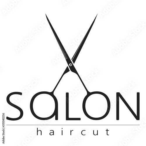 Beauty and hairdresser with scissors silhouette for business