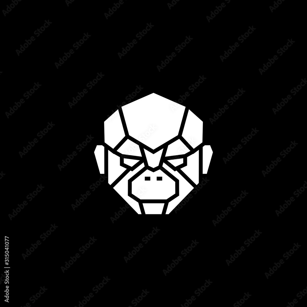 Fototapeta premium monkey chimp face head robot cyborg logo vector icon illustration