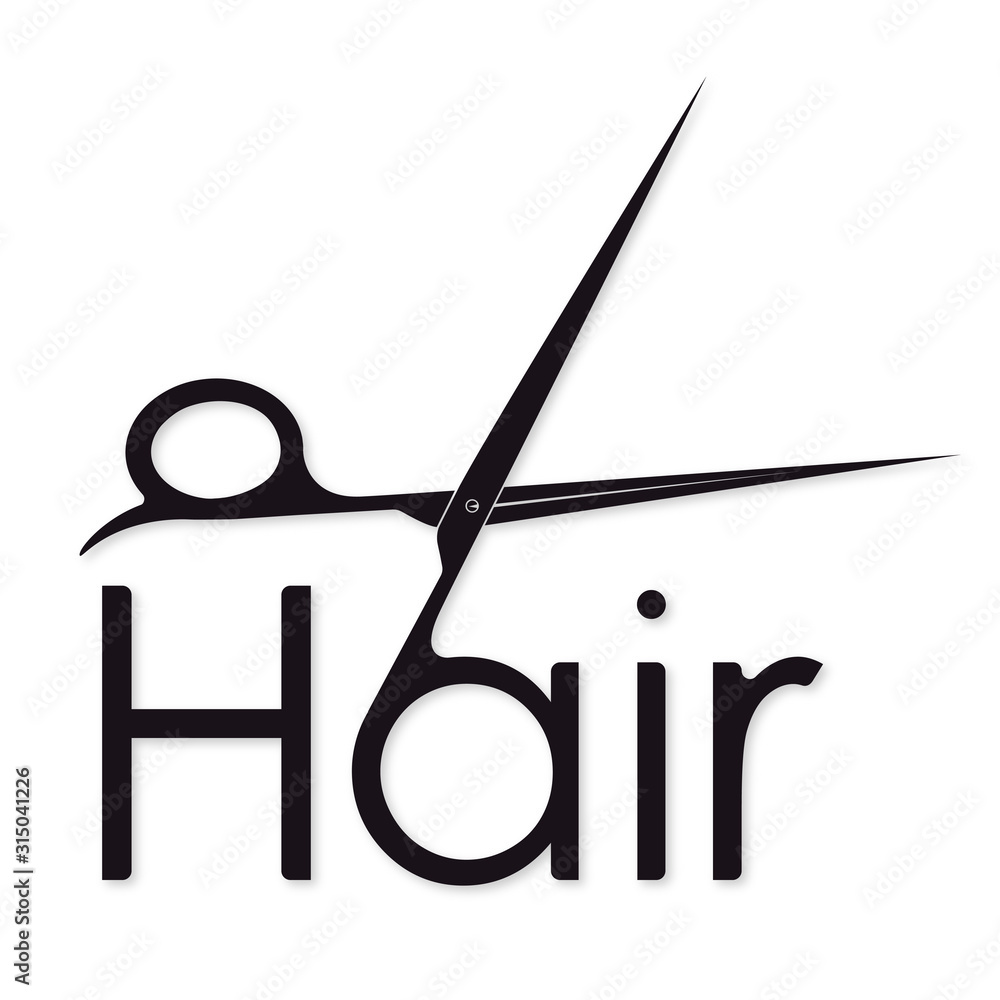 Hair symbol with scissors silhouette for beauty salon and hairdresser Stock  Vector | Adobe Stock