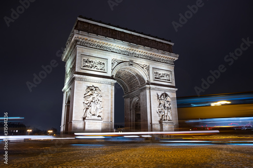 long exposure view of arc de triomphe champs elysees paris france  © W PRODUCTION