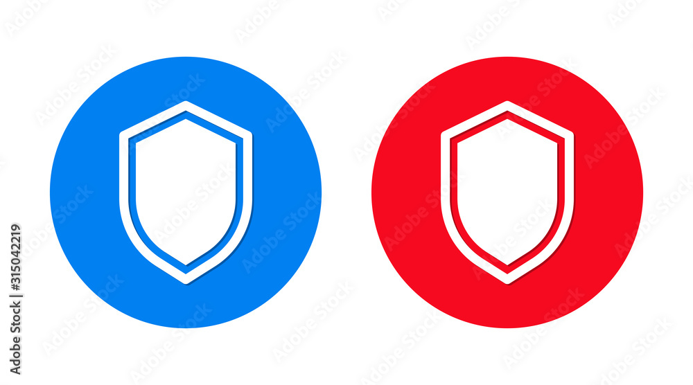 Shield icon flat trendy round button set Shield icon flat trendy round button set