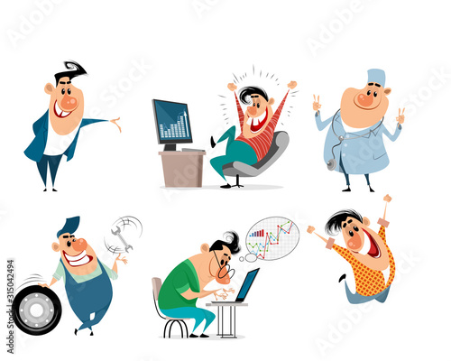 Set of funny caricatures