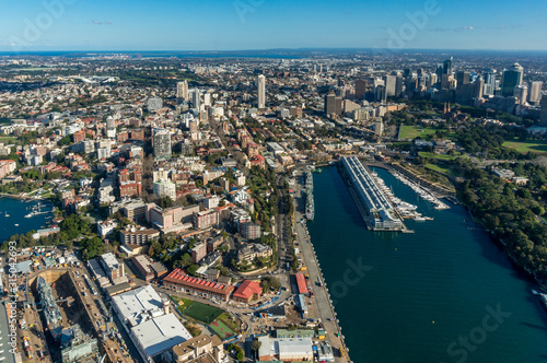 Aerial view of Sydney Business District and suburbs with Woolloomooloo wharf © Olga K