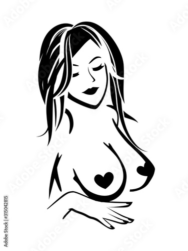 Nude Girl outline illustrat...