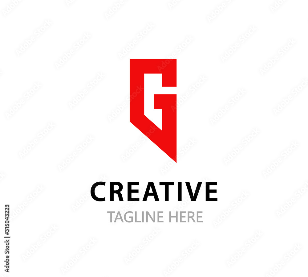 Fototapeta premium Game Logo with Capital G letter isolated on white. Style minimalistic symbol for Team or Contest, Challenge.