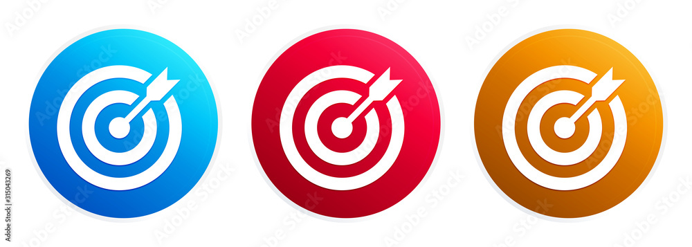Target arrow icon premium trendy round button set Target arrow icon premium trendy round button set