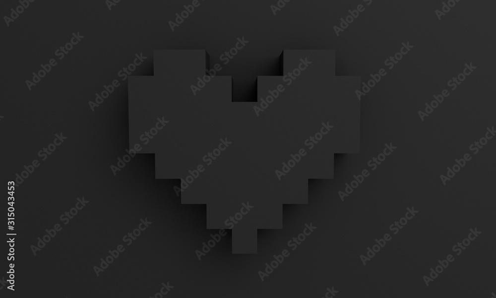 Obraz premium 3D pixel heart shape wallpaper background
