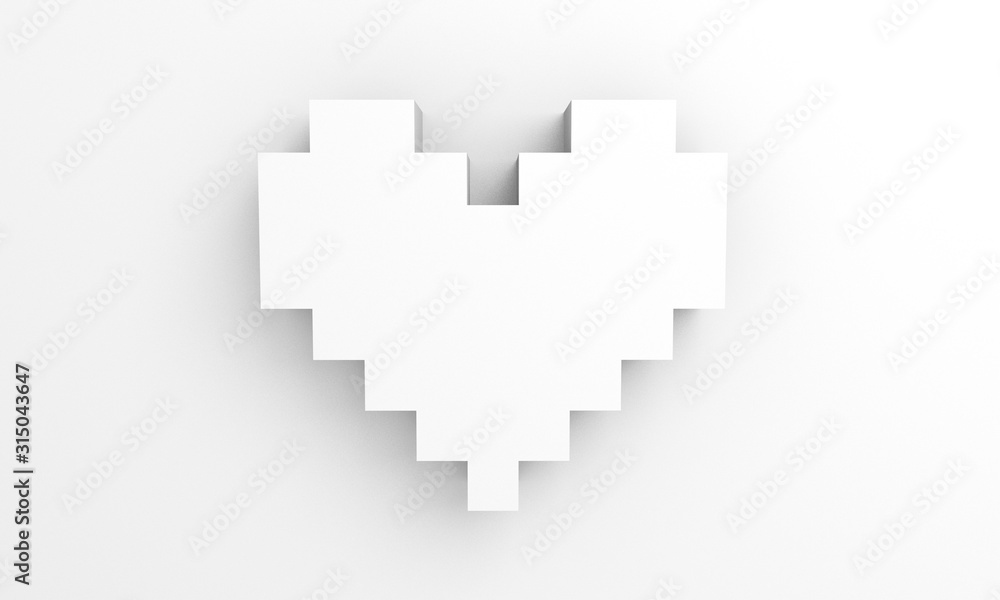 Fototapeta premium 3D pixel heart shape wallpaper background 