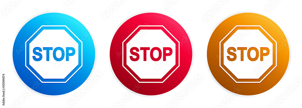 Stop sign icon premium trendy round button set Stop sign icon premium trendy round button set
