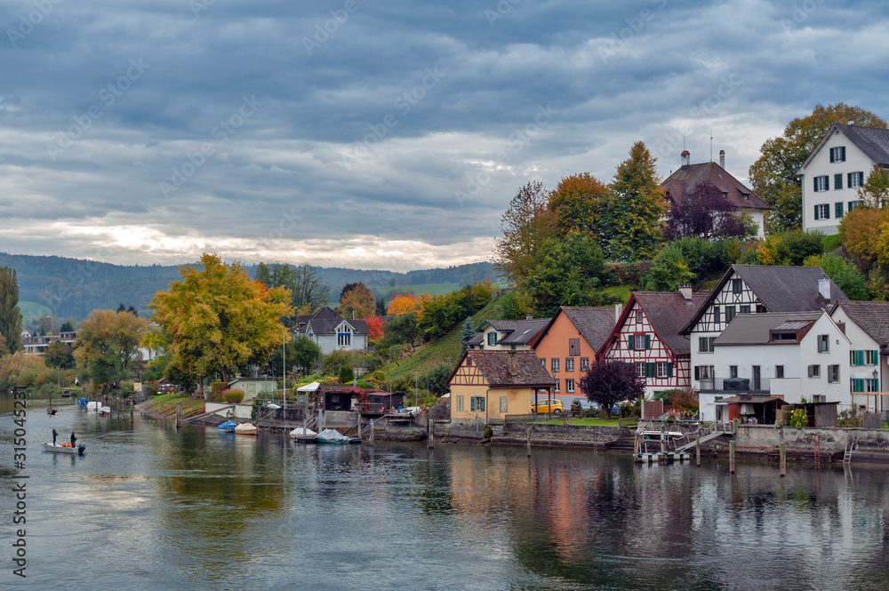 Scenic view of Stein Am Rhein, a small historic town on the River Rhine in Schaffhausen, Switzerland