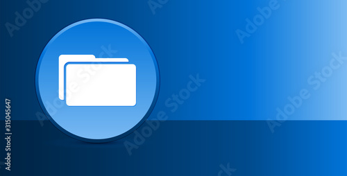 Folder icon glassy modern blue button abstract background