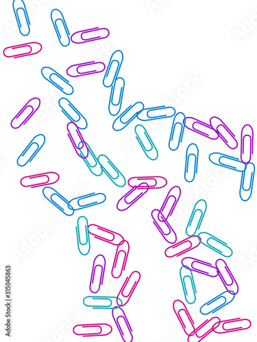 Stationary paperclips isolated on white background