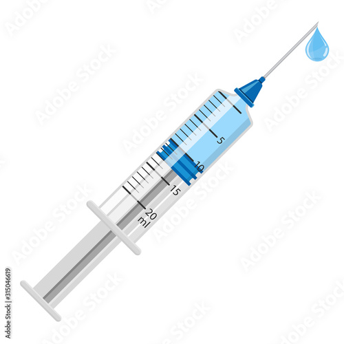 Plastic Medical Syringe with Medicine and Drop