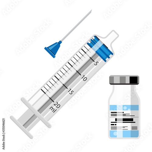 Plastic Medical Syringe and Vial Icon photo