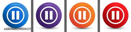 Pause icon abstract halftone round button set