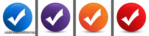 Checkmark icon abstract halftone round button set