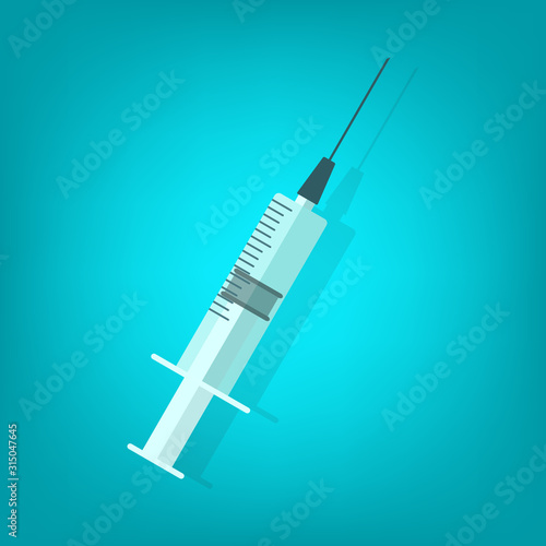Syringe.  Empty syringe vector illustration, flat cartoon medical vaccine needle icon