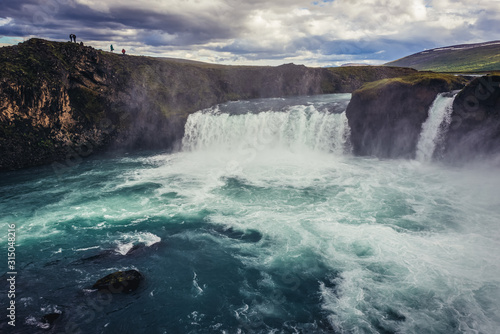 View ont the main cascade of famous Godafoss Waterfall  Iceland