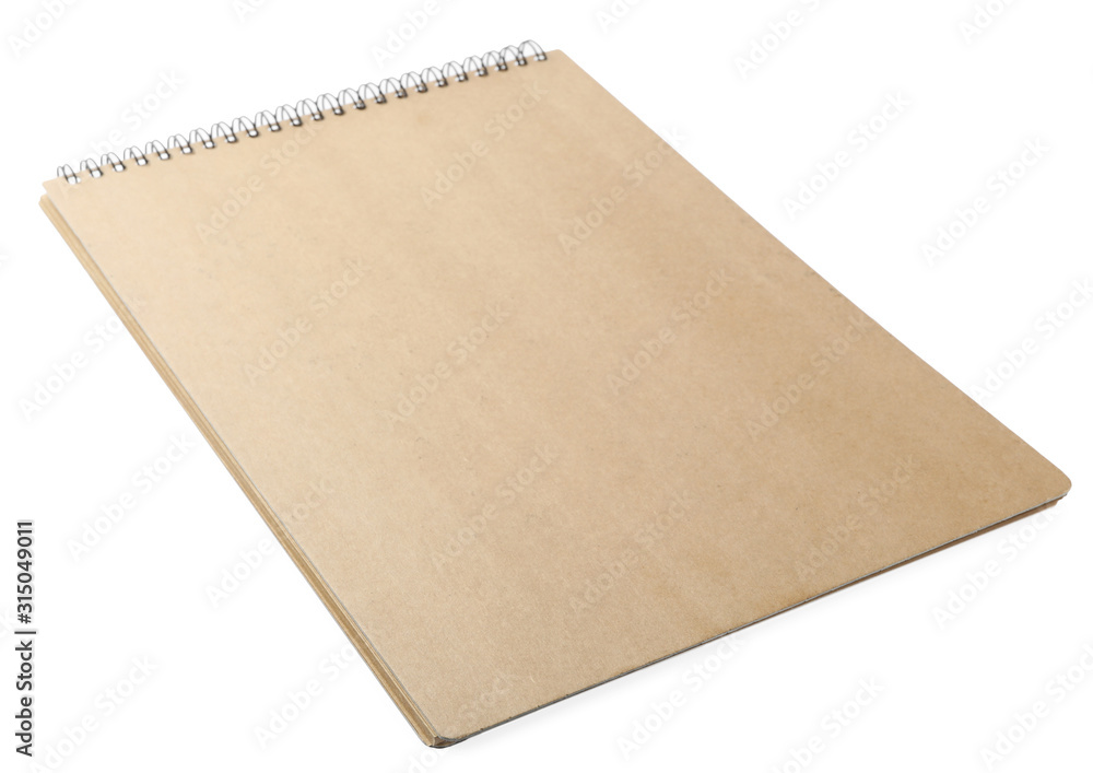 Stylish kraft spiral notebook isolated on white Stylish kraft spiral notebook isolated on white
