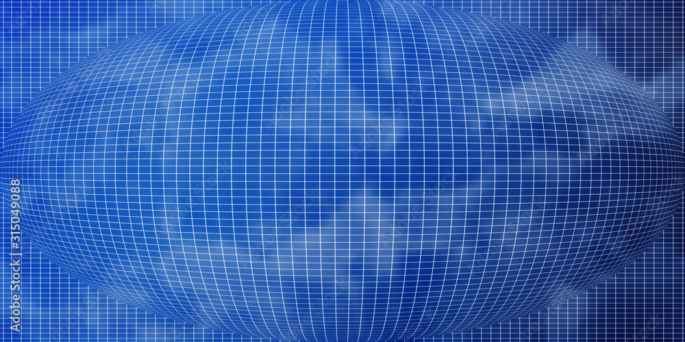 Fototapeta premium Abstract blue globe with grid line and cloud