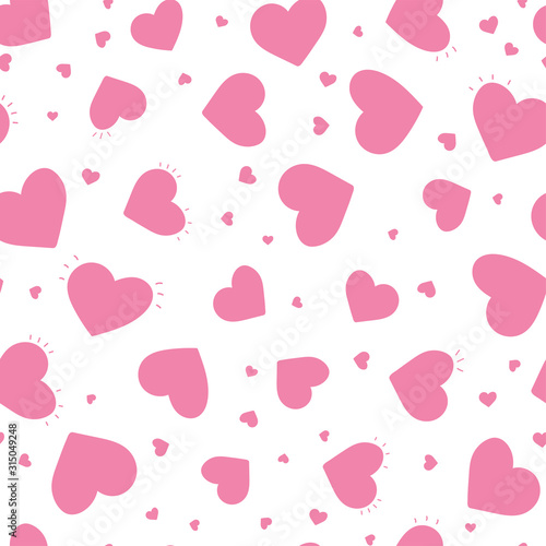 Cute hand drawn hearts seamless pattern, fun comic heart background, great for kids, valentines day, fabrics, wallpapers, banners - vector design