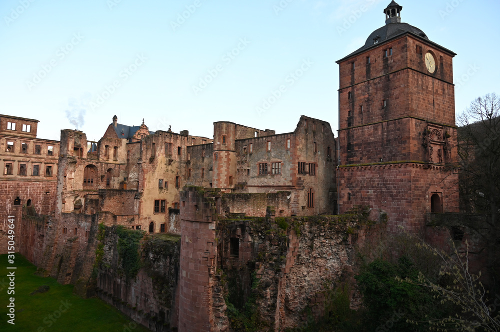 ruins of the ancient castle in Heidelberg, Germany