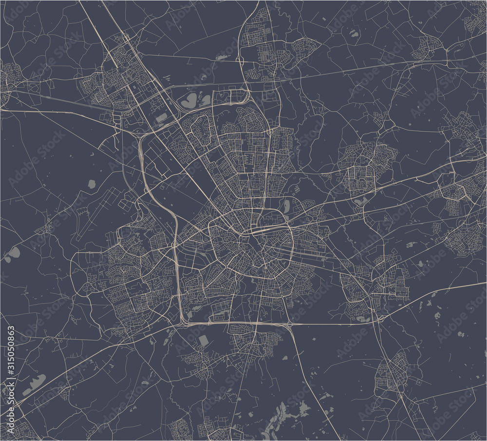 Fototapeta map of the city of Eindhoven, Netherlands