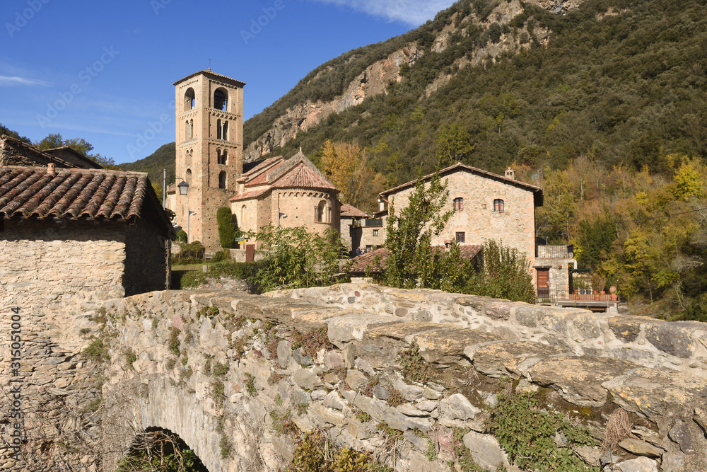 village of Beget, bridge,Alta Garrotxa, Girona, Spain
