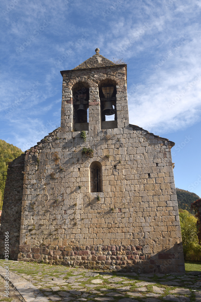Romanesque church of Sant Feliu, Rocabruna, Ripolles, Girona province, Catalonia, Spain
