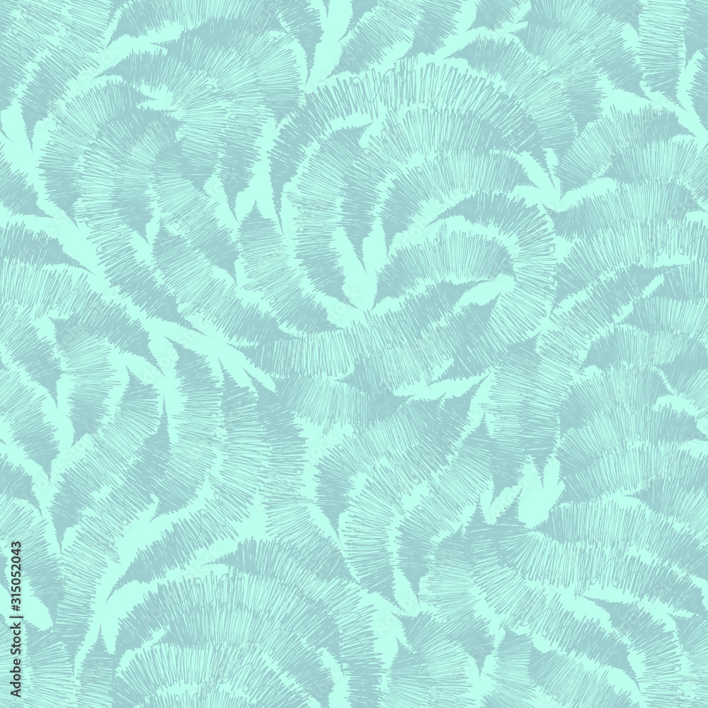 Seamless turquoise texture from randomly drawn lines by the handle. Pattern for curtain fabrics or packaging.