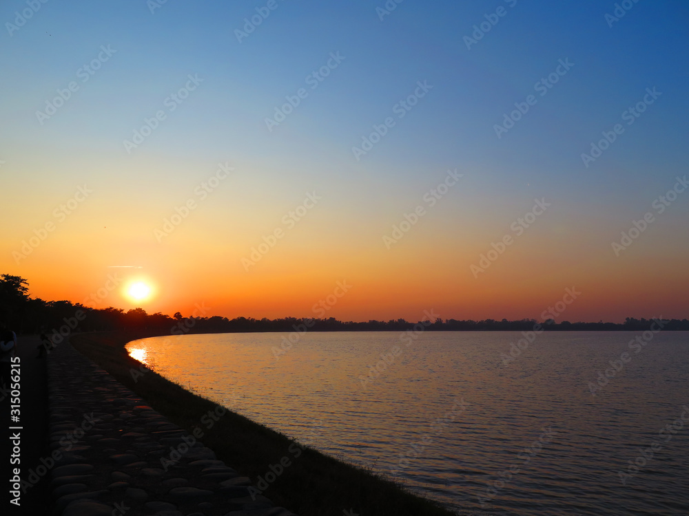 Sunset at Sukhna lake in Chandigarh, India
