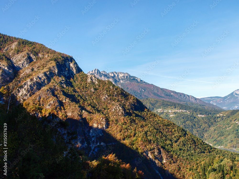 Landscape of the mountains around Levico Terme