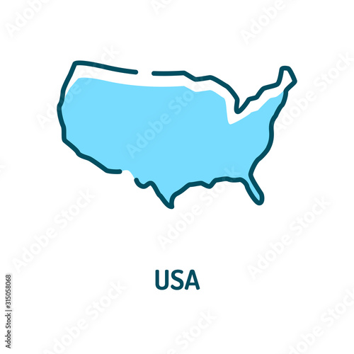 USA map color line icon. Border of the country. Pictogram for web page, mobile app, promo. UI UX GUI design element. Editable stroke.