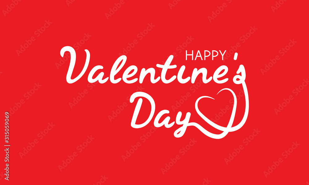 Happy Valentine's Day text on a red background