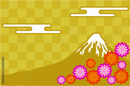 富士山の和風イラスト