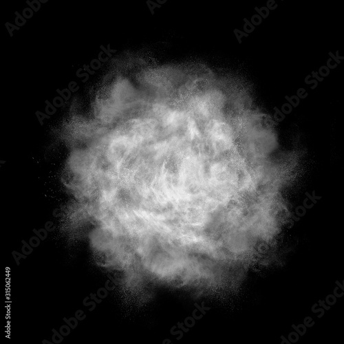 White abstract round powder cloud.