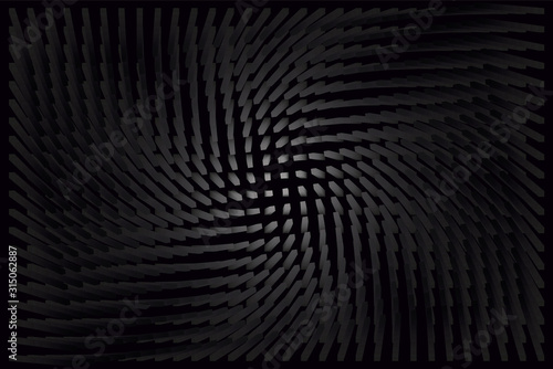 Abstract dark background. Geometric pattern with black square. Vector texture with motion particles.